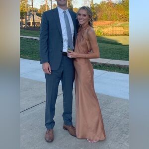 Show Me Your Mumu Jasmine Halter Maxi Dress - Shade Copper Satin Luxe